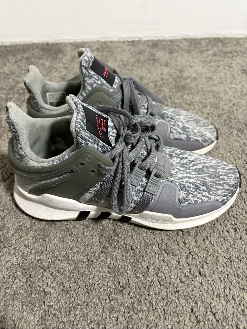 Adidas EQT ADV 91-16 Gray Knit Sneakers Size 5